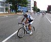 Heado (Saxo Bank) rolls around past stage at Tour of Missouri